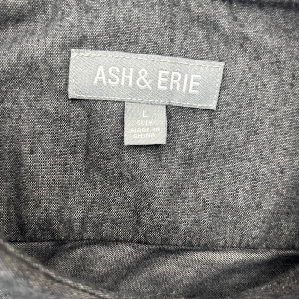 Ash & Erie Men's Gray Button Up Shirt Long Sleeve Stretch Casual Oxford Size L - Picture 4 of 11
